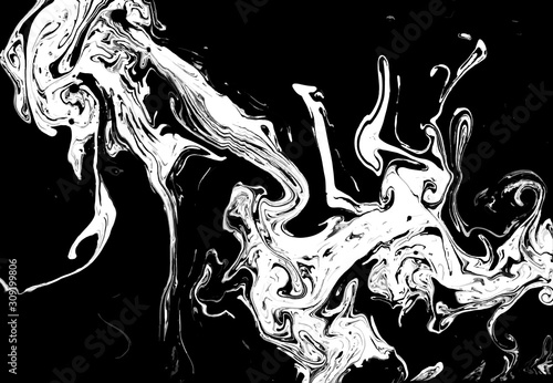 Ink Marble Black and White Grunge Vector Texture. Liquid Abstract Surface for Mockup Design and Background. Artistic Ebru Painting Art Template. 