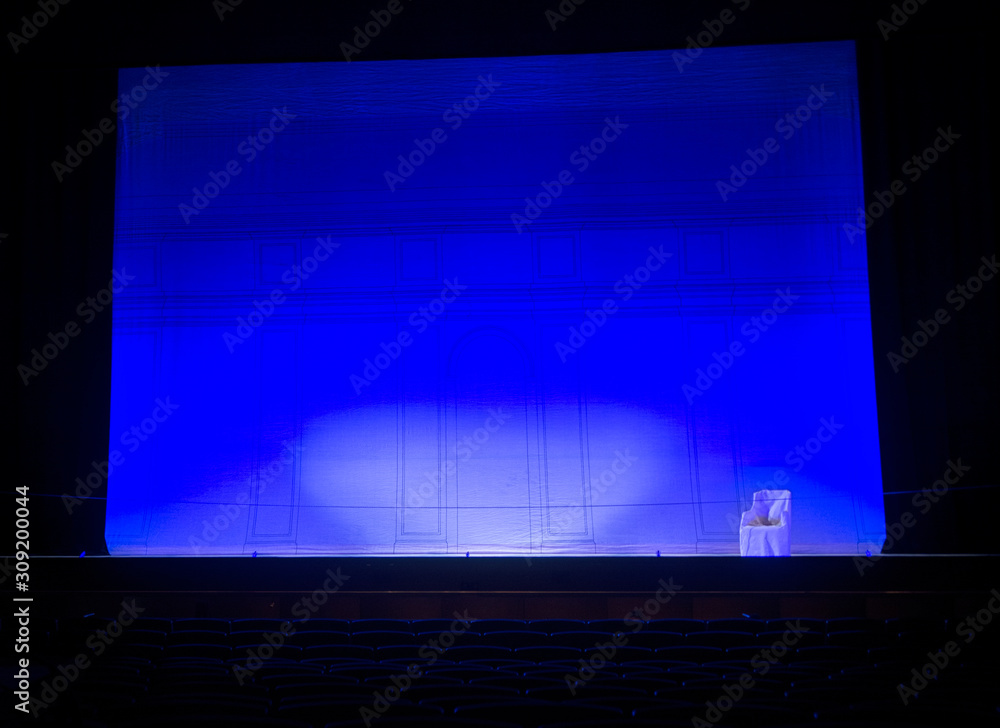 Naklejka premium theater, view from the hall to the stage.