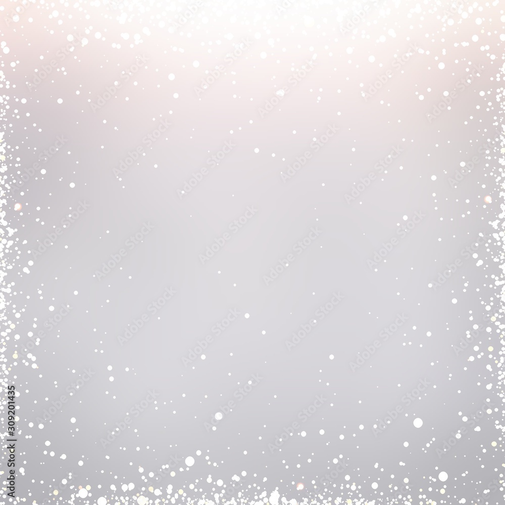 Shimmer frame on light grey pearl blur background. Exquisite festive template. Christmas subtle illustration. Shimmer frame on light grey pearl blur background. Exquisite festive template. Christmas subtle illustration.