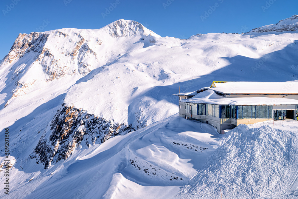 Cable car station on Hintertux Glacier in Austria