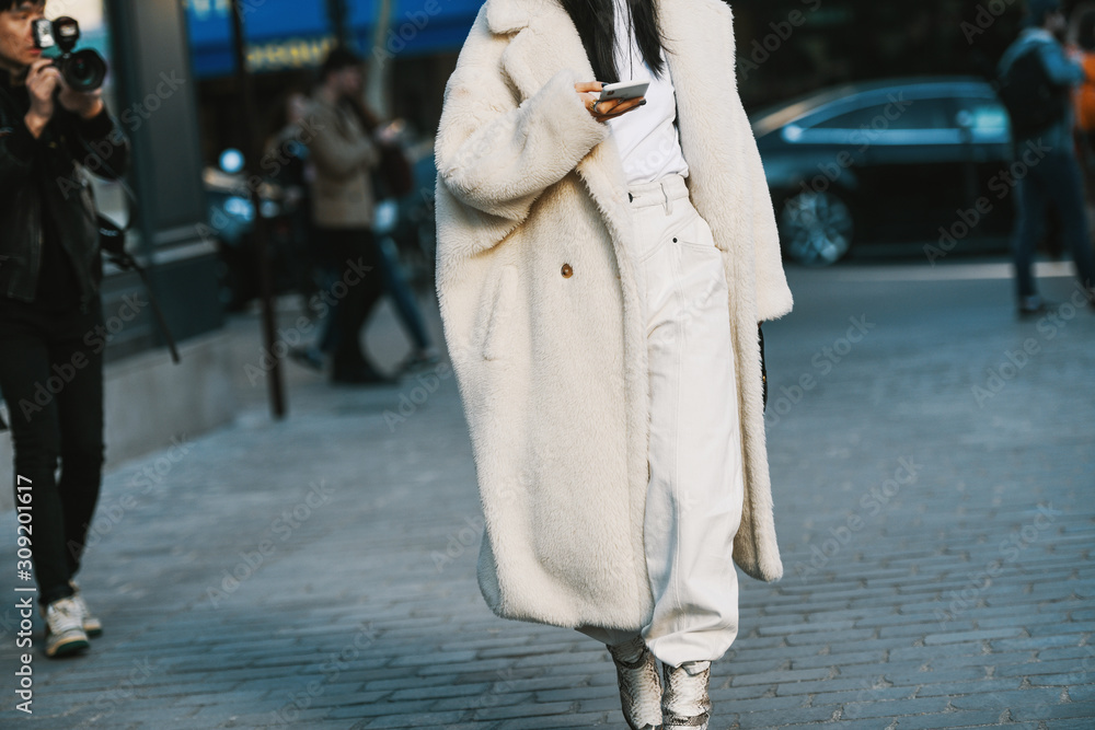 Paris France February 27 2019 Street style outfit