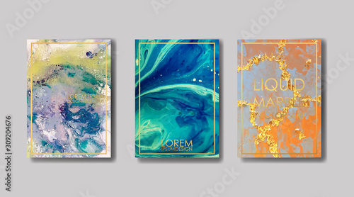 liquid marble with gold. flyer  business card  flyer  brochure  poster  for printing. trend vector