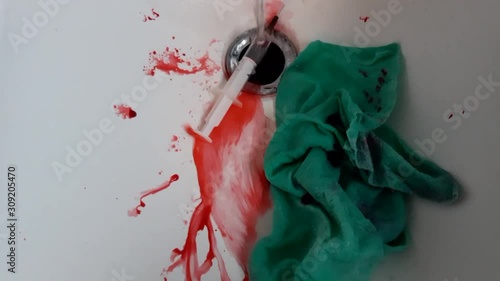 flowing blood for horror scene photo