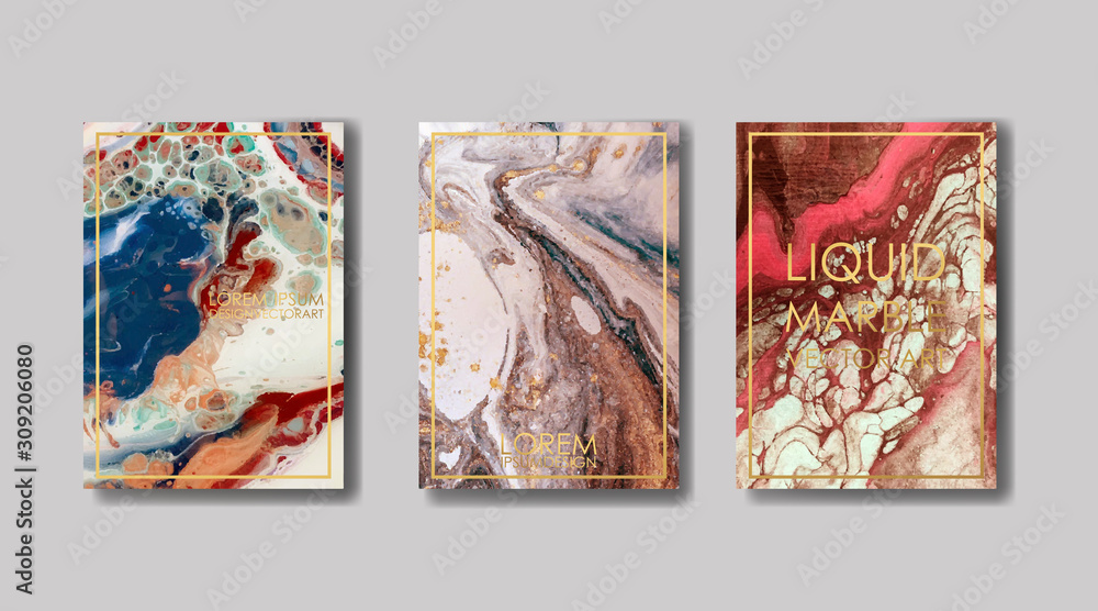 liquid marble with gold. flyer, business card, flyer, brochure, poster, for printing. trend vector