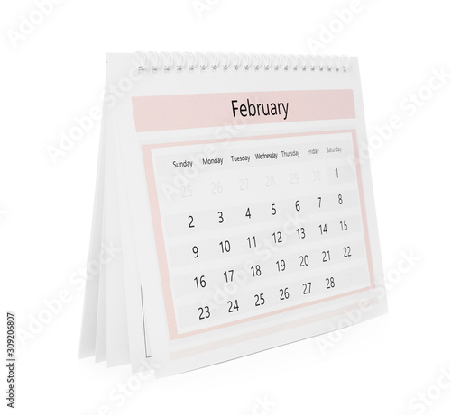Paper calendar isolated on white. Planning concept