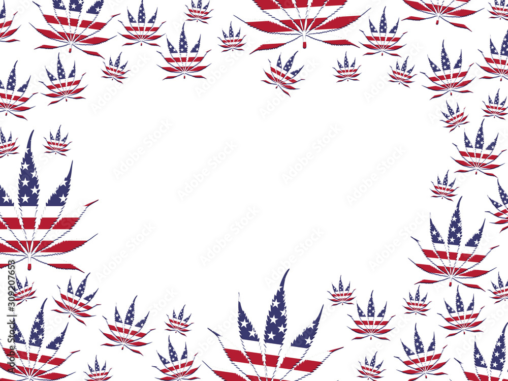 USA marijuana leaf border isolated over white USA marijuana leaf border isolated over white