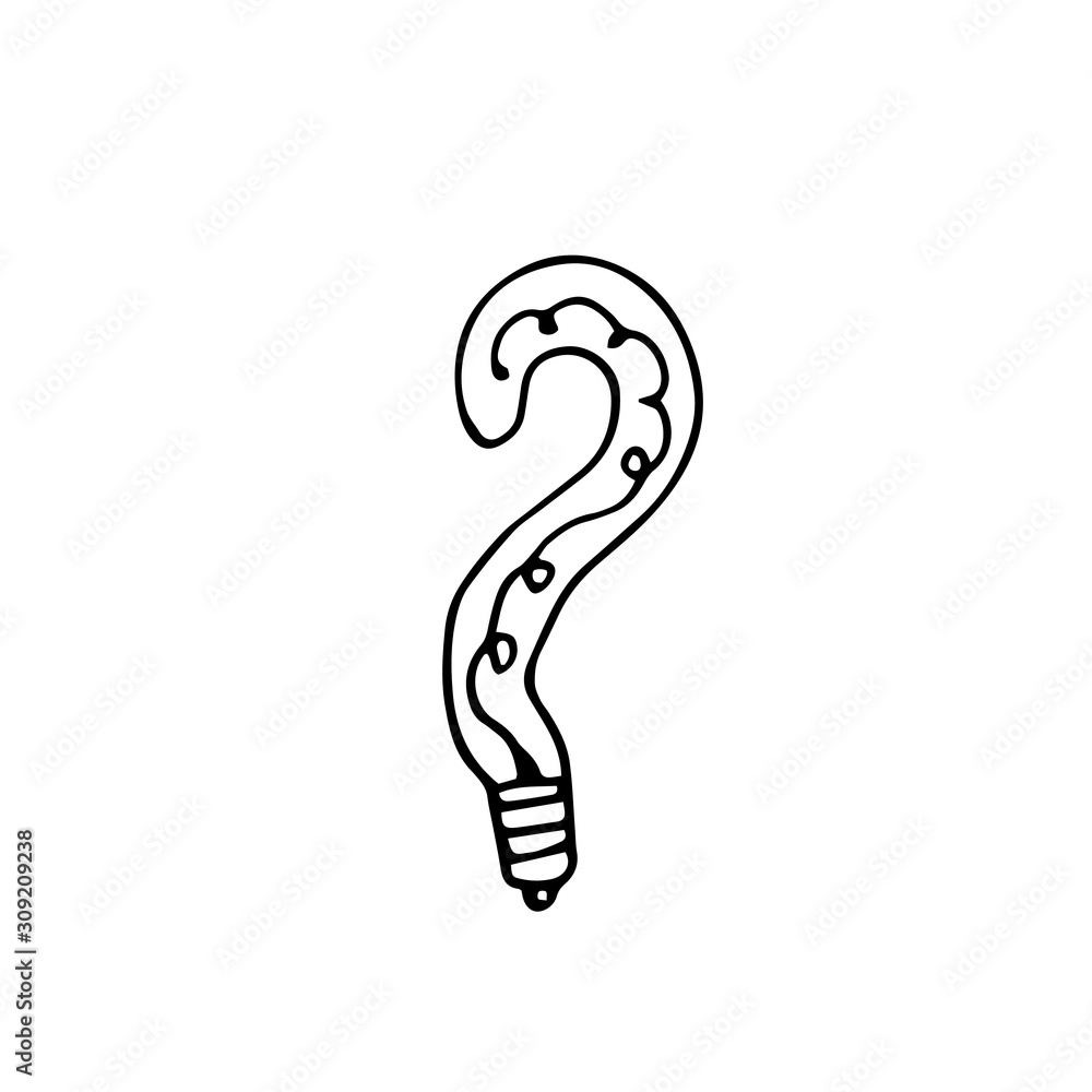 Single hand drawn light bulb. Doodle vector illustration for greeting cards, posters, stickers, packaging. Isolated on white background. Single hand drawn light bulb. Doodle vector illustration for greeting cards, posters, stickers, packaging. Isolated on white background.
