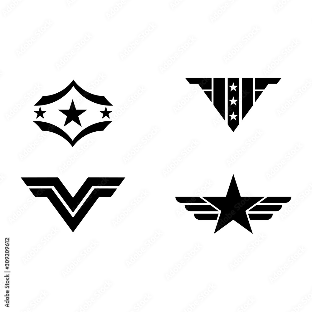 Set Military Wave Logo Template vector symbol Set Military Wave Logo Template vector symbol