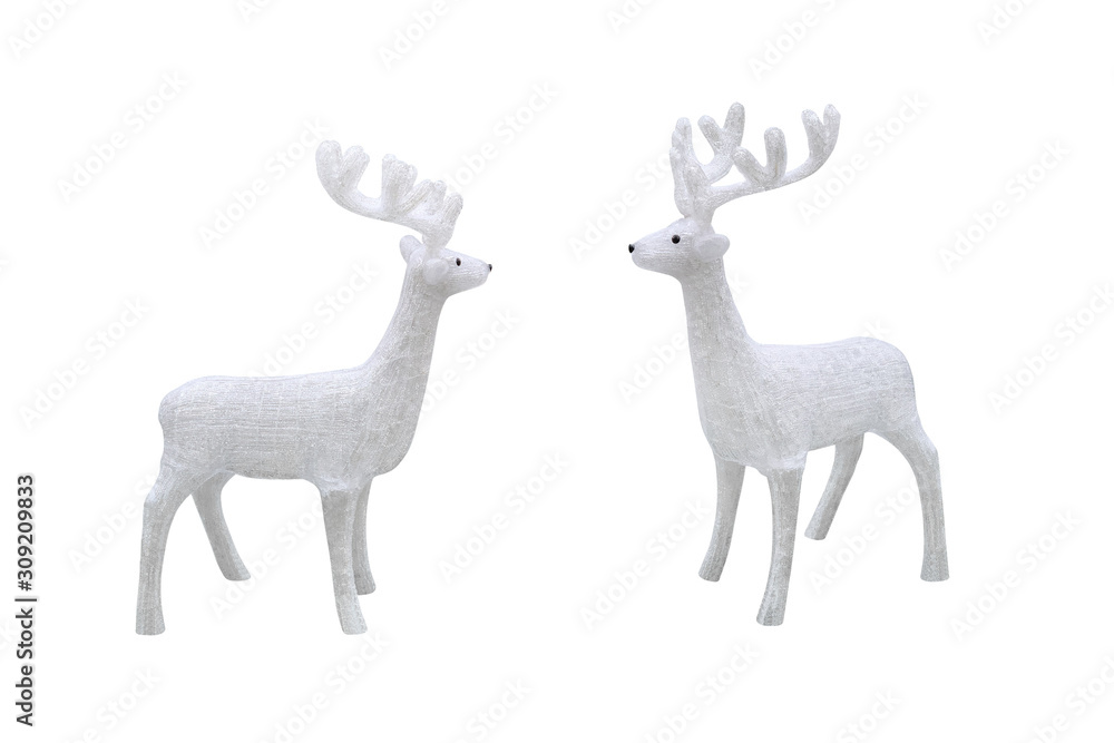 Fototapeta premium Christmas deer figurine isolated on white background