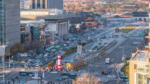 view of gwanghwamun plaza in seoul city south korea