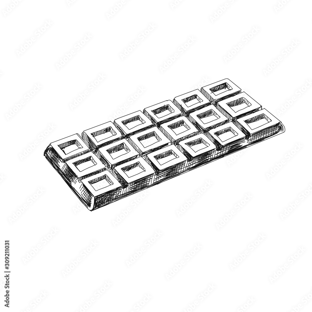 Whole chocolate bar hand drawn vector illustration Whole chocolate bar hand drawn vector illustration