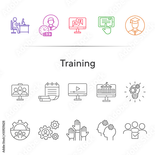 Training line icon set
