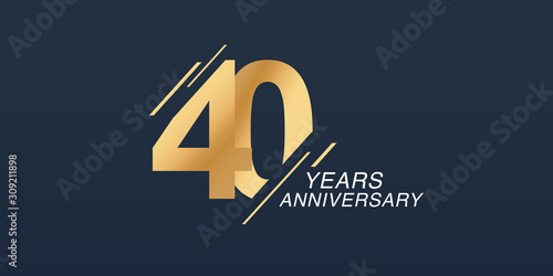 40 years anniversary vector icon, logo. Graphic design element with golden number photo