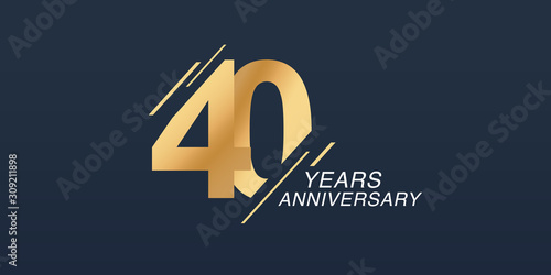 40 years anniversary vector icon, logo. Graphic design element with golden number