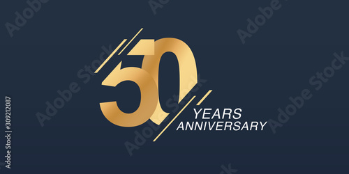 50 years anniversary vector icon, logo. Graphic design element with golden number