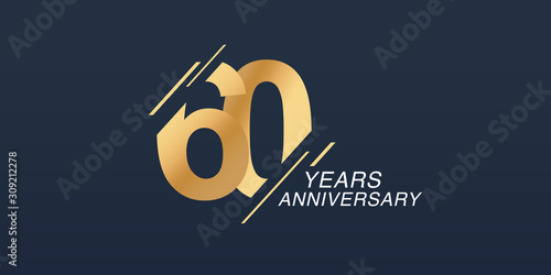 60 years anniversary vector icon, logo. Graphic design element with golden number