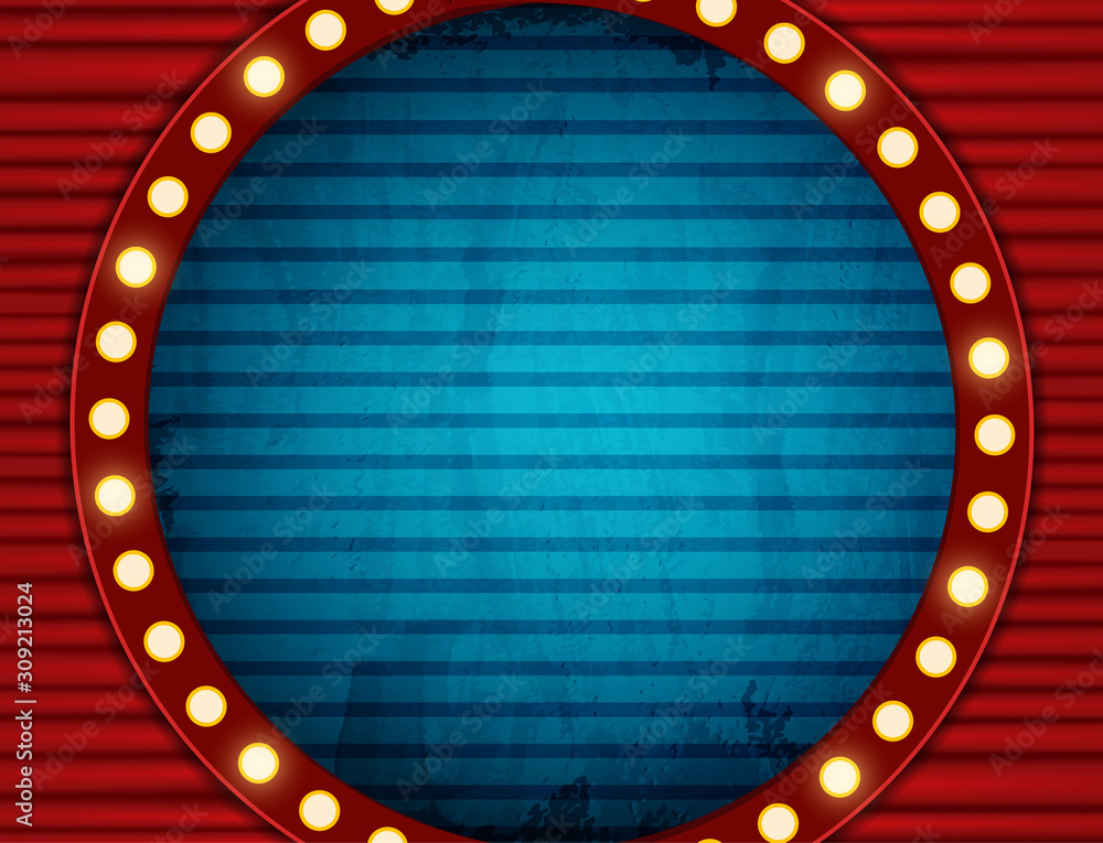 Vintage circus background with Red curtain