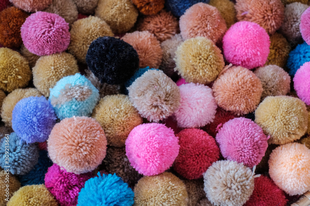High Angle View Of Multi Colored Wool Balls High Angle View Of Multi Colored Wool Balls