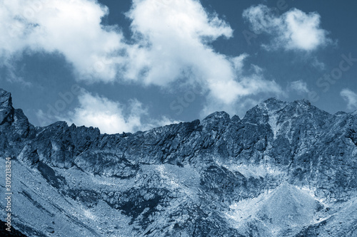 Spectacular mountain scenery, rocky mountains in Slovakia, classic blue monochrome toning © Юлия Блажук