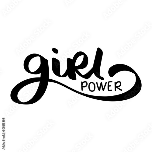 Girl power vector inscription. GRL PWR hand lettering. Feminist slogan.