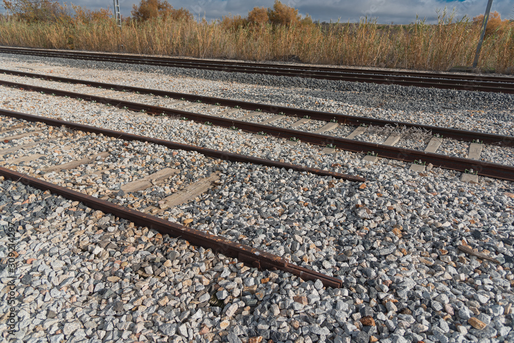 Unused train tracks, at a station in Toledo, Spain