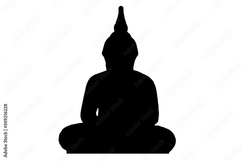 silhouette of buddha isolated on white background. silhouette of buddha isolated on white background.
