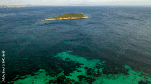The Magaluf beach of Majorca, Spain from the height of bird flight