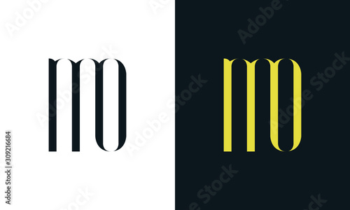 Abstract line art letter MO logo. This logo icon incorporate with two letter in the creative way. It will be suitable for Restaurant, Royalty, Boutique, Hotel, Heraldic, Jewelry. photo