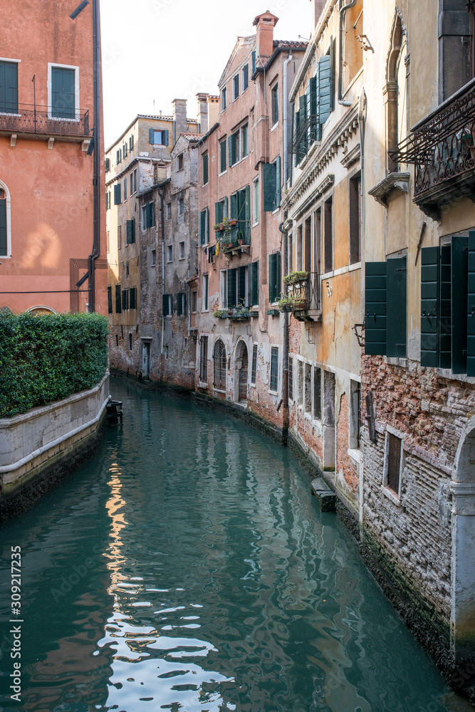 Landscape of the canal and street in Venice, Italy