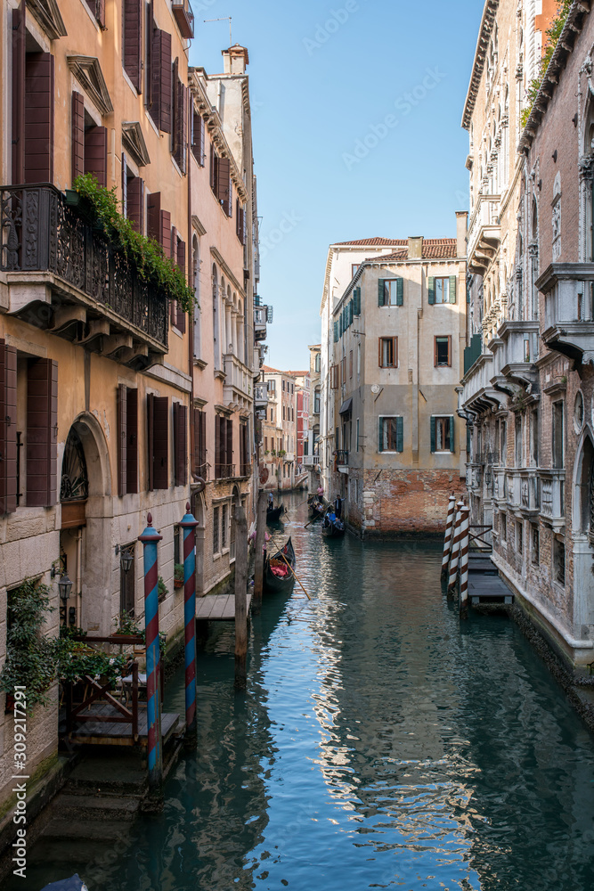 Landscape of the canal and street in Venice, Italy