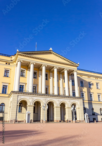Majestic facade of The Royal Palace in Oslo  Norway