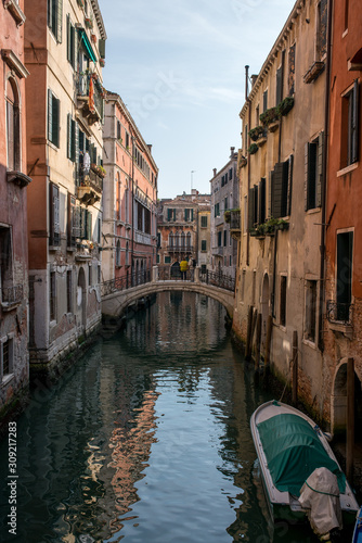 Landscape of the canal and street in Venice  Italy
