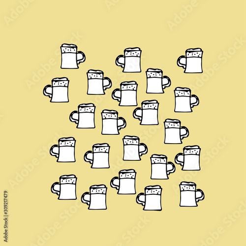 Beer mugs Hand drawn