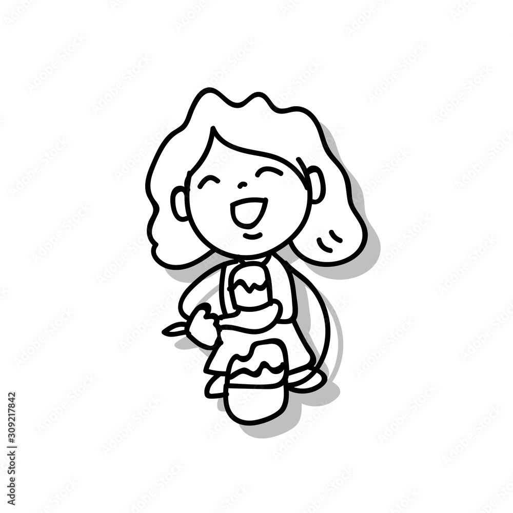 children illustration hand drawing vector happy kid girl happiness concept abstract cartoon character children illustration hand drawing vector happy kid girl happiness concept abstract cartoon character