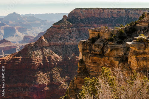 Layers of rock formations in the Grand Canyon in Arizona