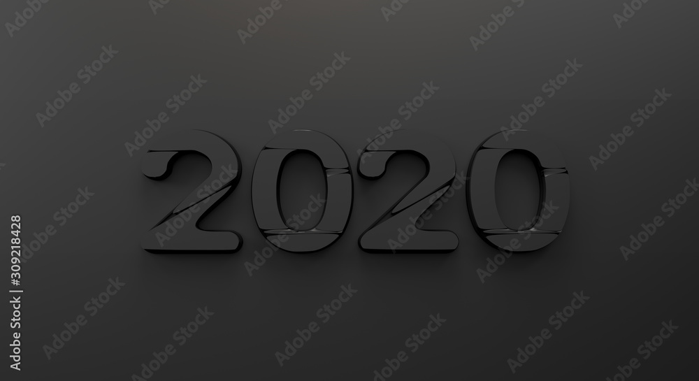 2020 dark bold letters 3d-illustration 2020 dark bold letters 3d-illustration