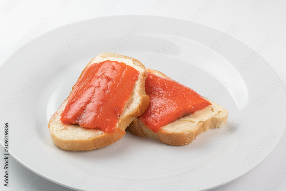 Sandwich with butter and salmon