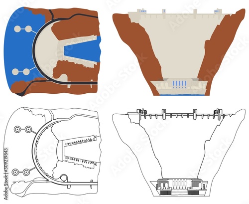 Hoover hydroelectric Dam colored without outline.