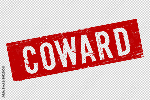 Coward red square rubber stamp photo