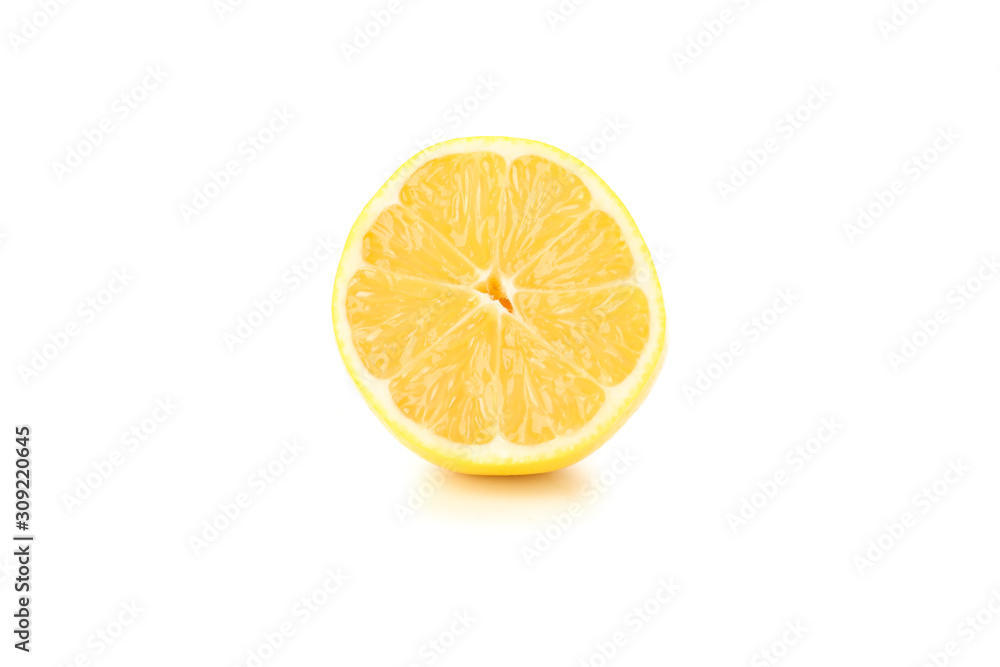 Half of lemon isolated on white background, close up Half of lemon isolated on white background, close up