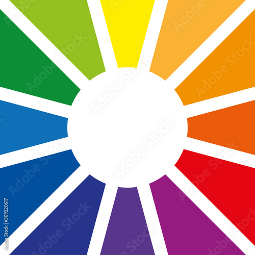 Color wheel or color circle with twelve colors