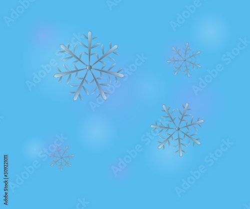 Snowflakes sign, merry Christmas and Happy New Year celebration in watercolor Background, Vector Illustration.