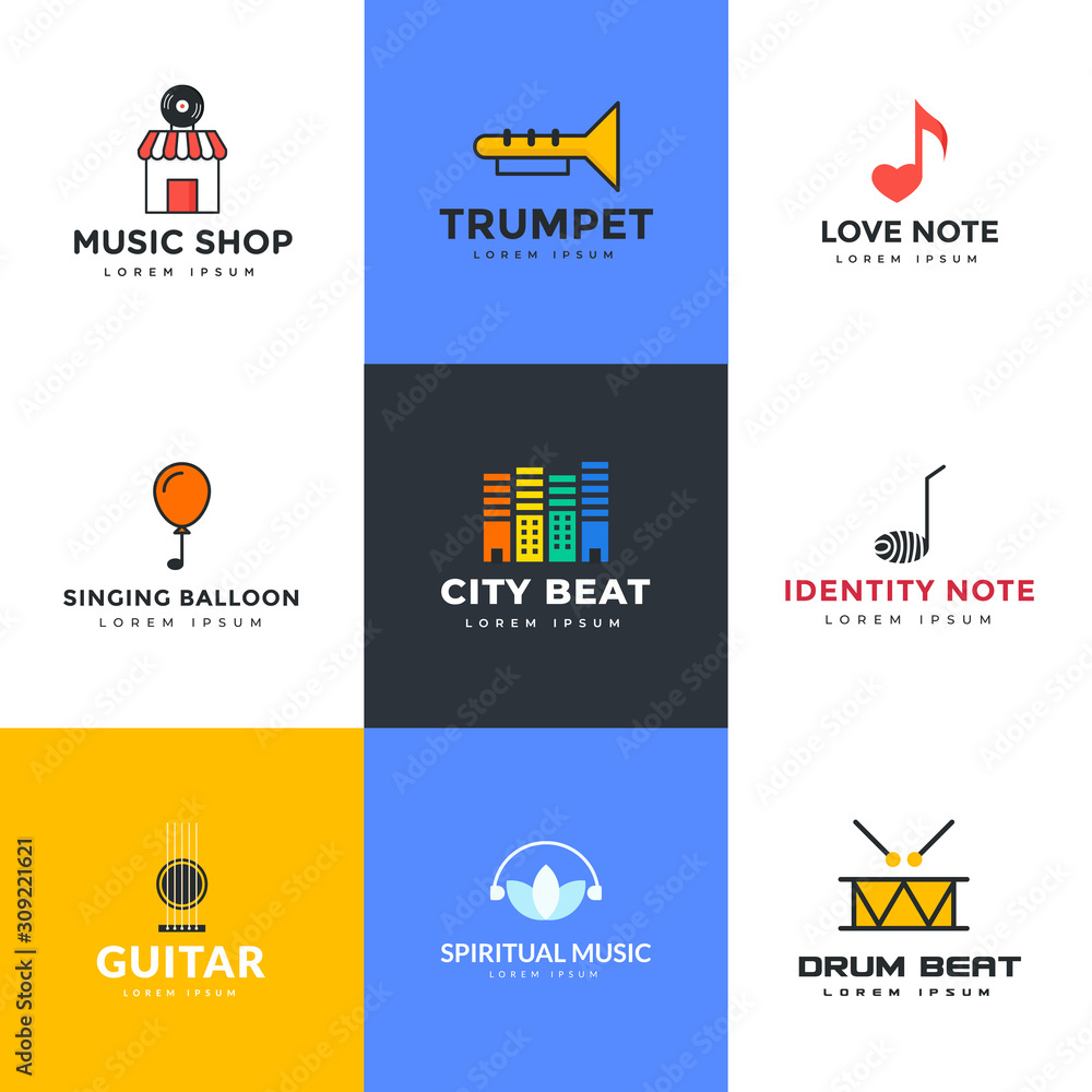 Pack Of Music Labels Vector Pack Of Music Labels Vector