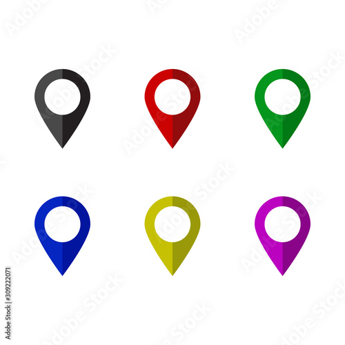 Map markers vector icon, flat design