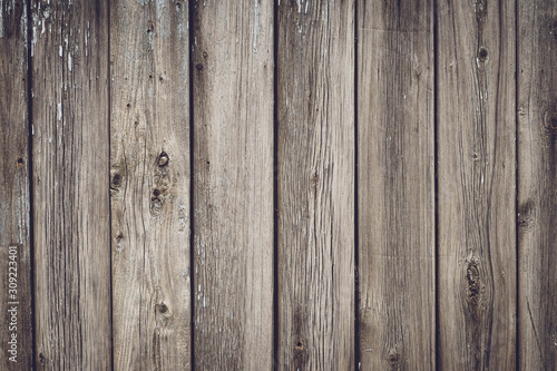 Texture of wood boards of tree, pattern. Rustic wooden table of oak. Vintage timber texture, background. Copy space. Old brown planks.
