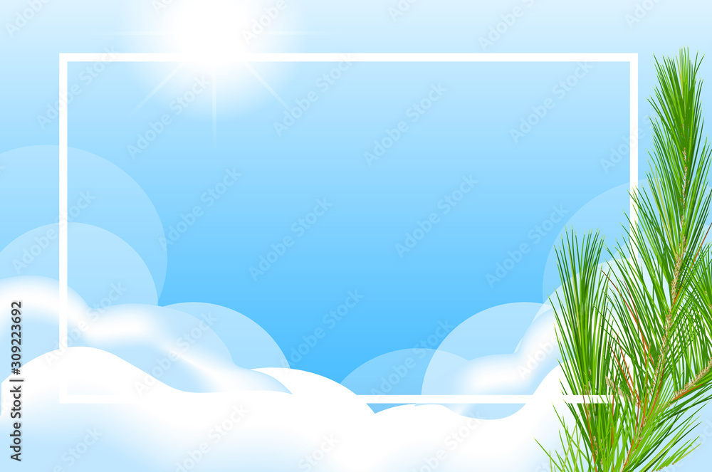 Fototapeta premium Border template with pine leaves
