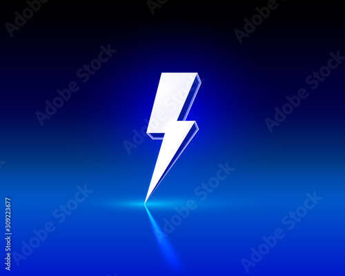 Neon sign of lightning signboard on the black background.