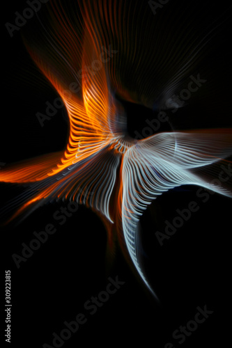 Multicolored twisted ordered parallel lines on a black background