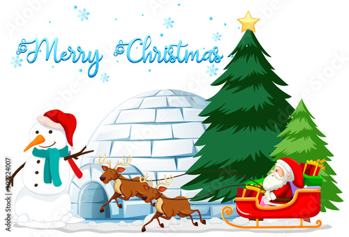 Christmas theme with snowman and igloo