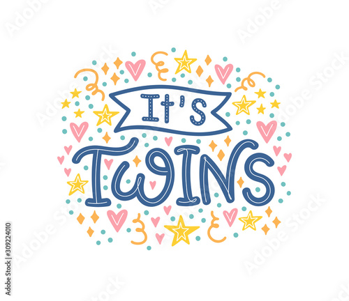Vector illustration of It's Twins text